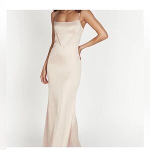 Meshki Gold Spaghetti Strap Gown Long Dress Size L